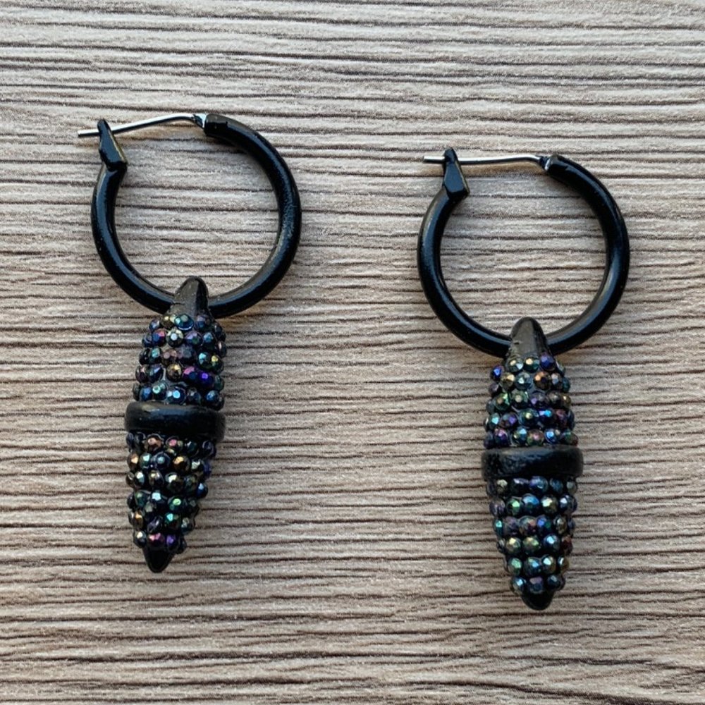 Black Drop Earrings with Iridescent Rhinestones or Bundle 3/$30